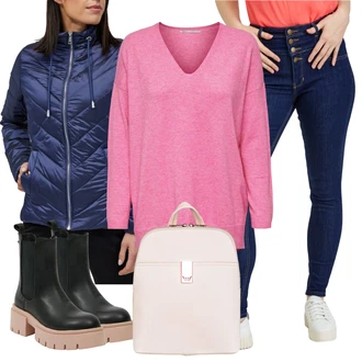 Outfit s Tmavě modrá/Modrá Krabice bunda/Hybridní bunda/Izolační bunda/Merino bunda/Nylonová bunda/Sbalitelné Bund/Prošívaná Bunda/Otočná Bunda/Udržitelná bunda/Termo Bund/Přechodné Bundy orsay "Zimní nálada"