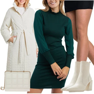 Outfit s Tmavě zelená/Tyrkysový/Zelená Zimní šaty s dlouhým rukávem/Šaty S Rolákem/Šaty S Vysokým Výstřihem/Dlouhé pletené šaty/Šaty s dlouhým rukávem/Svetrové Šaty/Zimní Pletené Šaty orsay "Zimní nálada"