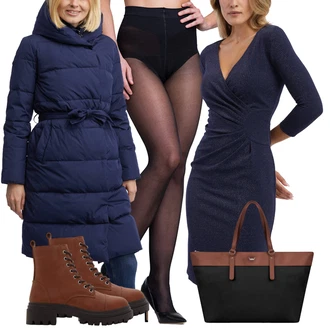 Outfity na zimu Ke kolenům s Černá/Béžová bellinda "Zimní nálada"