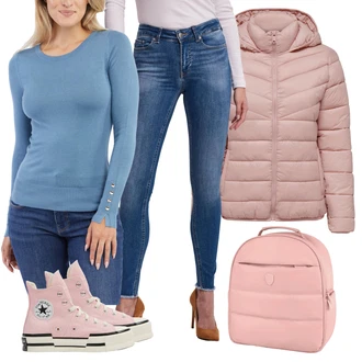 Outfit s Růžová Bota Teniska s dírkovaným vzorem/Plátěná teniska/Teniska teddy/Vintage teniska/Zimní tenisky Converse "Zimní nálada"
