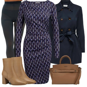 žakár Outfit s Světle modrá/Modrá/Fialová/Tmavě modrá Svetrové Šaty/Dlouhé pletené šaty/Zimní Pletené Šaty/Šaty S Potiskem/Šaty s dlouhým rukávem orsay "Zimní outfity"