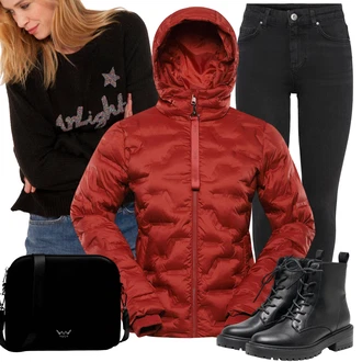 Outfit s Červená/Oranžová Turistická bunda/Izolační bunda/Merino bunda/Nylonová bunda/Lyžařská bunda/Skialpinistická bunda/Snowboardová Bund/Udržitelná bunda/Termo Bund/Trekingová bunda nax "Zimní outfity"