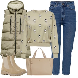 Outfity z džínu Lehké Zima s Světle zelená/Tmavě zelená/Béžová/Zelená/Khaki Only "Zimní outfity"