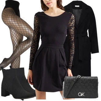 Outfit s Černá Kozačka Vintage Kotníková Bota/Špičatá Kozačka/Letní kotníková Kozačka/Kožená kotníková bota/Kotníková Bota Na Podpatku/Chelsea Boty/Kotníková Bota s Podšívkou MARCO TOZZI "Zimní outfity"