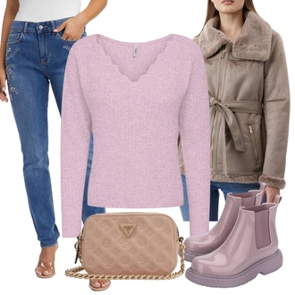 Outfity na zimu Estetika s Šedá Melissa "Zimní outfity"Look: S průsvitem, Estetika