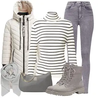 Outfity na zimu Pruhovaný s Hnědá/Bílá Pruhovaný Svetr/Rolák/Svetr s límečkem Only "Zimní outfity"