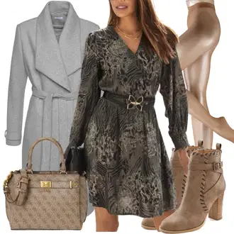 Outfity na zimu s Tmavě Zelená/Zelená Košilové šaty/Zimní šaty s dlouhým rukávem/Manšestrové Šaty/Šaty s dlouhým rukávem/Šaty S Potiskem/Halenkové Šaty/Šaty Niki/Šaty na Podzim/Tunikové šaty Lascana "Zimní outfity"