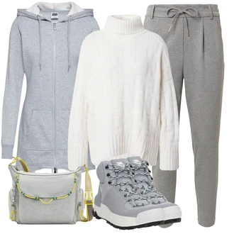 Outfity na zimu s Šedá/Světle šedá Žerzejová Kalhoty/Sportovní kalhoty/Teplák/Fleecová Kalhoty/Ležérní Kalhoty/Jogger Kalhoty Only "Zimní outfity"