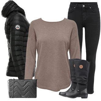 Úplně černé outfity Párty s Tmavě šedá/Šedá/Černá Vuch "Zimní outfity"Look: Bar, Párty, Elektro