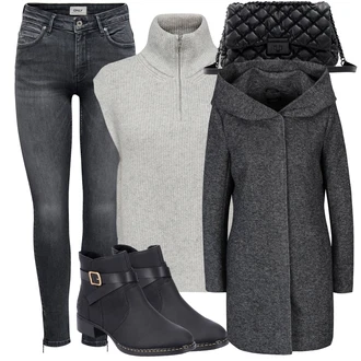 S ramenními vycpávkami Outfit s Černá Only "Zimní outfity"Look: Na Procházku, S ramenními vycpávkami