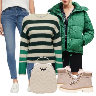 Outfity na zimu Streetwear s Tmavě zelená/Mátově zelená/Zelená Zimní Bund/Krátký Bund/Letní peřová bunda/Krátký Bund/Puchová Bund/Nafukovací Bund/Udržitelná bunda/Krabice bunda/Otočná Bunda/Přechodné Bundy/Prošívaná Bunda Desigual "Zimní outfity"Look: Techno, Sportovní, Nadrozměrné, Streetwear