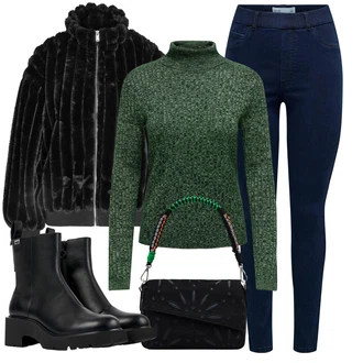 Pravá Kůže Outfit s Černá/Hnědá Kožená kotníková bota/Letní kotníková kozačka/Klasická kozačka/Chelsea Boty/Kožená bunda/Kozačka se zipem/Kotníková Bota s Podšívkou Camper "Zimní outfity"