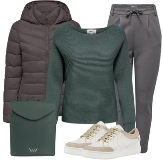 S ramenními vycpávkami Outfit s Zelená/Tmavě zelená Vuch "Zimní outfity"Look: S ramenními vycpávkami, Paintball, Pracovní, Na Procházku