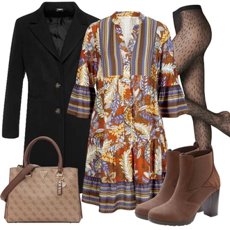 Outfity na zimu Ke kolenům Viskóza s Hnědá/Vícebarevný/Žlutá/Oranžová Boho Letní Šaty/Košilové šaty/Letní Šaty/Boho Šaty Elegantní/Hippie šaty/Vintage Boho Šaty/Šaty S Potiskem/Šaty na Podzim/Tunikové šaty/Halenkové Šaty Heine "Zimní outfity"