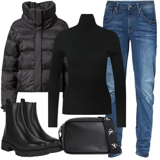 Italský Maxi Outfit s Modrá/Světle modrá Zužující se Džíny/Pánské tričko/Termální Džíny/Zimní bunda/Džín s Nízkým Pasem/Boyfriend Džínové kalhoty/Slim Fit Džíny/Motorkářské Džíny/Kožená bunda/Sweat Džíny/Džíny s Nízkým Sedem/Kožené Boty G-Star Raw "Zimní outfity"Look: Styl, Ležérní, Cool, Italský, Moderní, Krásný, Chytrý příležitostný
