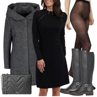 Úplně černé outfity Párty s Tmavě šedá/Šedá/Černá Vuch "Zimní outfity"Look: Bar, Párty, Elektro