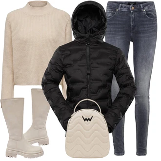 Outfity na zimu Streetwear s Černá Snowboardová Bund/Bunda s Kapucí/Ripstop bunda/Izolační bunda/Bunda z umělých vláken/Merino bunda/Nylonová bunda/Sbalitelné Bund/Funkční Bunda/Termo Bund nax "Zimní outfity"Look: Klasické, Rad, Moderní, Pracovní oděvy, Streetwear, Metal, Sportovní, Unisex, Elegantní, Lak, Venkovní, Skater, Techno