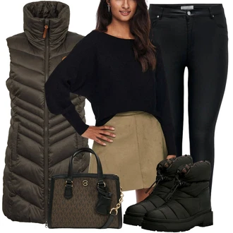 Zima Outfit s Černá Zimní kotníková bota/Zimní bota/Teniska Zimní Tenisky/Ovčí Kožešinová Bota/Vycpaná kozačka/Zimní kozačka z jehněčí kůže Guess "Zimní outfity"