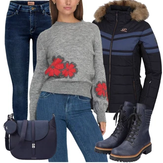 Outfit s Světle modrá/Fialová/Tmavě modrá Zimní Bund/Snowboardová Bund/Sněhová Bund/Lyžařská bunda/Skialpinistická bunda HANNAH "Zimní outfity Outfity na zimu"