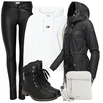 Outfity pro dešťové počasí Festival s Černá Šněrovací Kotníková Bota/Bojová Bota/Motorkářská Bota/Motorkářská bota/Šněrovací Kozačka Rieker "Zimní outfity"Look: Bar, Koncert, Festival, Škola, Coachella