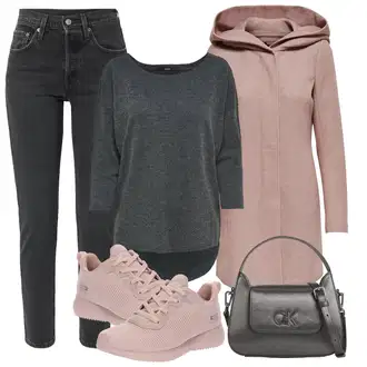 Outfity na zimu Styl 50. Let s Černá/Tmavě šedá/Šedá/Světle šedá Kožená bunda/Girlfriend Džíny/Kožená Pánská Bund/High Waist Džínové Kalhoty/Zužující se Džíny/Slim Fit Džíny/Zimní bunda/Dad Džíny/Džíny s Rozparkem/Mom Jean/Zkrácené Džíny levi's ® "Zimní outfity"Look: 50. Let, Styl, 90tá léta, Cool, Krásný