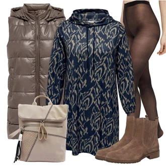 Outfit s Černá/Tmavě hnědá/Červená Vlněný punčocháč/Síťovaný punčocháč/Nylonová punčocha/Podpůrný punčocháč/Punčocháče Velká Velikost/Punčocháče Pieces "Zimní outfity"