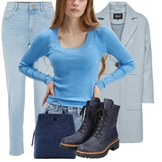 Outfity s "mom" džínami Trendový Zima s Šedá Rieker "Zimní outfity"Look: Pracovní oděvy, Sportovní, Premium, Trendový, Šik, Unisex, Venkovní, Nadrozměrné, Ležérní