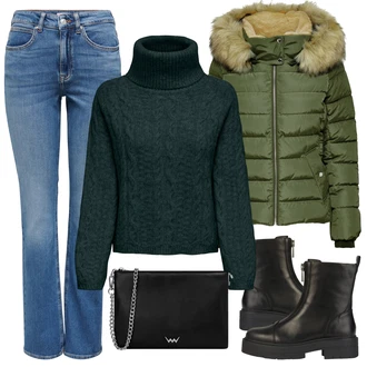 Outfity na zimu s Modrá/Světle modrá Pánské tričko/Zvonové Džíny/Džíny s Nízkým Sedem/Džíny s Rozparkem Only "Zimní outfity"