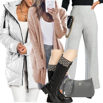 Z zadrgo spredaj outfit mit Roza/Bež/Modra Škorenj Škornj z visokimi petami/Škorenj z zadrgo/Škornj s Platformo "Zimski outfit"