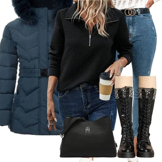 Z zadrgo spredaj outfit mit Roza/Bež/Modra Škorenj Škornj z visokimi petami/Škorenj z zadrgo/Škornj s Platformo "Zimski outfit"