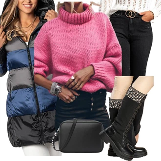 Z zadrgo spredaj outfit mit Roza/Bež/Modra Škorenj Škornj z visokimi petami/Škorenj z zadrgo/Škornj s Platformo "Zimski outfit"
