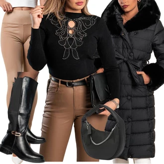 outfit mit Pastelne barve Škorenj z zadrgo/Škornj z visokimi petami/Škornj s Platformo "Zimski outfit"