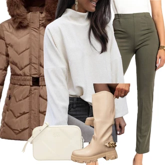 outfit mit Črna Škornj s Platformo/Škorenj z zadrgo/Škornj z visokimi petami "Zimski outfit"