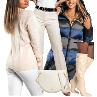 outfit mit Pastelne barve Škornj z visokimi petami/Škornj s Platformo/Škorenj z zadrgo "Zimski outfit"