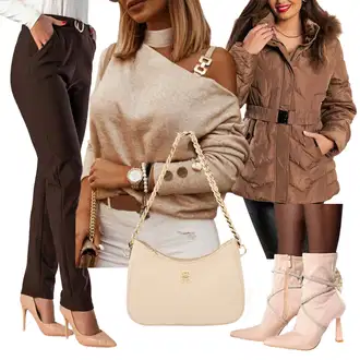 Kombinacije za zimu sa Bež Tunika "Zimski look"
