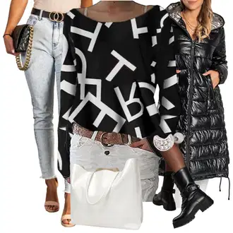 Elegantna Outfit sa Siva Trapez Traperice/Kožna Jakna fenzy "Zimski look"Look: Rap, moderne, Elegantna
