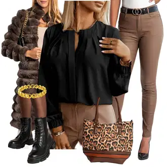 Elegantan Outfit sa Crna Bluza "Zimski outfit"Look: Elegantan, Elegantna