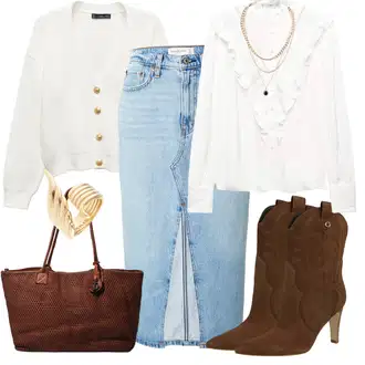 Outfiti za skunje S oblinama sa Krem/Pink/Kaki/Svjetlozelena/Bijela Pletenina/Pletivo Veći Broj Mango, Bijela/Krem/Smeđa Bluza i Tunika/Bluza Veći Broj Mango "Zimski outfit"