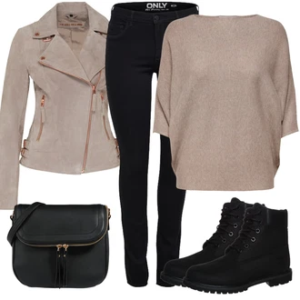 Outfit sa Crna Čizmica Gležnjača na Vezanje/Borbena Čizma/Vodootporne čizme/Klasična čizmica/Zimska gležnjača/Podstavljena Gležnjača Timberland "Zimski Outfit"