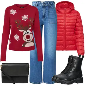 Kombinacije za zimu sa Plava/Svjetloplava Traperice Široke Nogavice/Culotte Traperice/Trapez Traperice/Mom Jean/Dad Traperice/High Waist Traperice/Vrećaste Traperice/Vintage traperice/Traperice Opuštenog Kroja JdY "Zimski outfit"