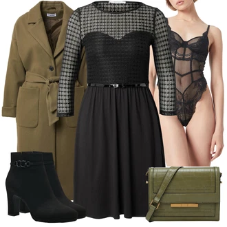 Kombinacije za zimu čipka sa Crna/Siva/Bijela/Bež Čipkasti Bodiji/Korselet/Čipkasti grundjac/Mesh Bodij/Komplet donjeg rublja od čipke HUNKEMÖLLER "Zimski outfit"