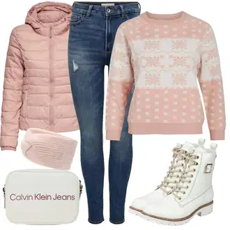 Nordijski uzorak Outfit sa Crvena/Pink Pletivo Veći Broj Vila "Zimski outfit"