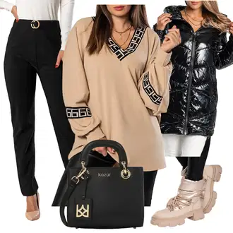 Kombinacije za zimu sa Bež Tunika "Zimski outfit"