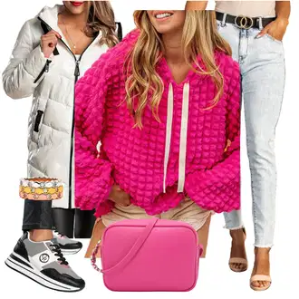 Elegantna Outfit sa Siva Trapez Traperice/Kožna Jakna fenzy "Zimski outfit"Look: Rap, moderne, Elegantna