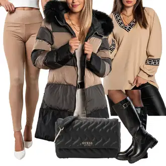 Kombinacije za zimu sa Bež Tunika "Zimski outfit"