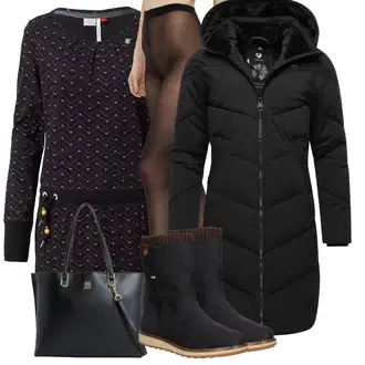 Kombinacije za zimu Gotički sa Siva/Crna Parka velike veličine Ragwear "v Kombinacije za zimu"Look: Gotički, Elegantan, Vanjski, Disko, Metal, cool