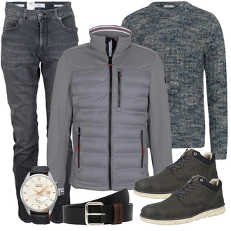 Stiefel Outfits mit Grau/Weiß Hoodie Brax "Alltag Outfit"