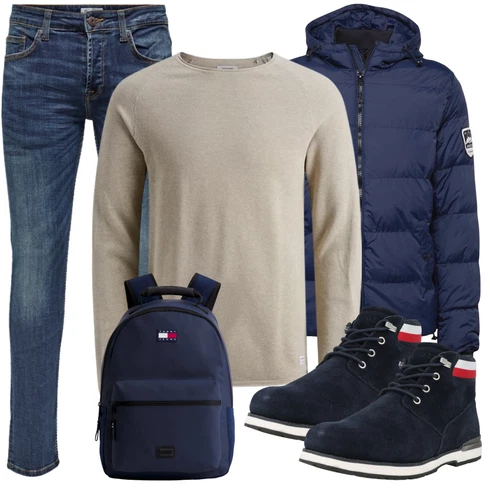 Beige/Khaki/Weiß Rollkragenshirt/Langarm-Shirt/Strick Top/Klassische Länge Jack & Jones kombinieren mit Blau/Hellblau/Dunkelblau Slim Fit Jeans/Herren Lederjacke/Tapered-Jeans/Biker Jeans/Winterjacke/Lederjacke/Leder Schuhe/Low Rise Jean/Thermojeans/Jeans mit Schlitz/Low Waist Jean/Vintage Jeans Only & Sons