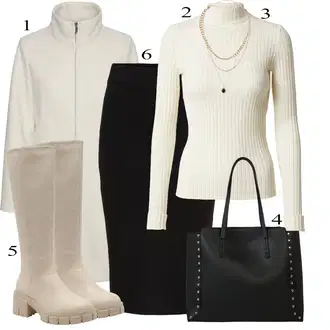 outfit mit Siva/Bež/Rjava/Khaki Plašč Potapljaški Jopič/Lahki Plašč/Loden Plašč/Plašč z Zadrgo/Plašč iz Kašmirja/Midi Plašč/Pleten Plašč iz Flisa/Plašč Tri Četrtine Dolžine/Softshell Plašč VERO MODA "Zimski outfit"