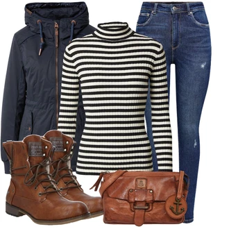 Outfit s Tmavě modrá/Světle modrá Bunda s Bočním Zipem/Bunda 2v1/Funkční Bunda/PodZimní Bunda/Outdoorové Bundy/Parka Přechodová Bund/Prošívaná Bunda/Bunda s Kapucí/Zimní Bund/Parka Ragwear "Nápadný look na zimu"
